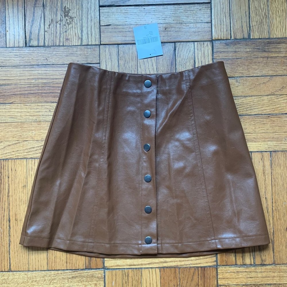 Forever 21 Fit and Flare Brown Leatherette Skirt